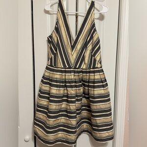 Beautiful J Crew Striped Gold and Black Dress